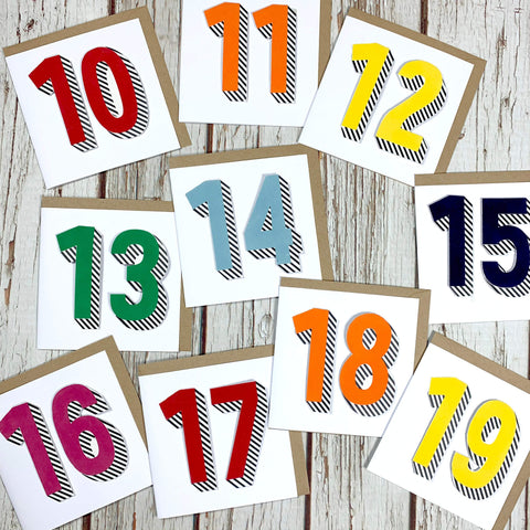 Handmade Birthday Card Numbers/Age 10-19 - Bradford Buzz Anniversary, Birthday, Cards 44ideas.co.uk