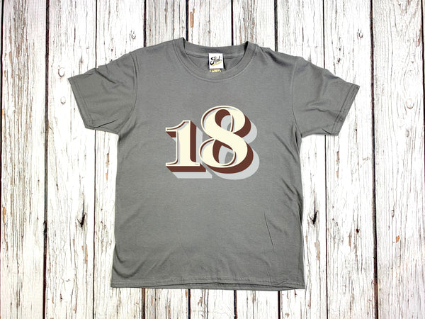 Birthdays 15, 16, 17, 18, 19, 20, 21 Male/Female T-Shirt - Stirling Shadow Font Not Found, Font: Stirling Shadow, Men's Clothes, T-Shirt: Numbers, T-Shirts, Teen Clothes, Womens Clothes 44ideas.co.uk