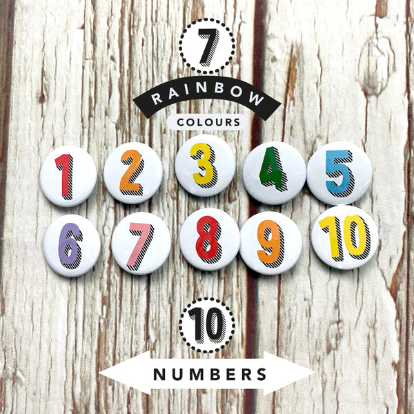 Number Badges 1-10 - Bradford Buzz Accessories, Anniversary, Badges, Birthday 44ideas.co.uk