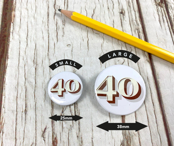 Birthday Number Badges 20-80 - Stirling Shadow Accessories, Badges, Font Not Found, Font: Stirling Shadow 44ideas.co.uk