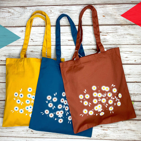 Organic Daisy Tote Bag Accessories, Bags, Lucy Teacup 44ideas.co.uk