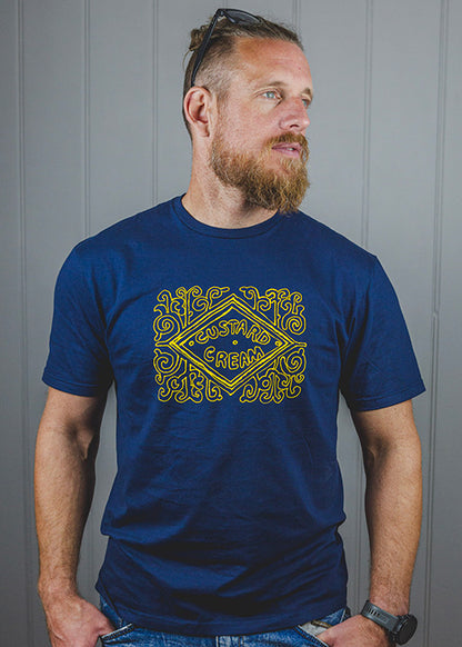 Men’s British Biscuit T-Shirt – Soft Flock Print, Handmade