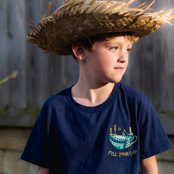 Kids 'Fill your cup'- Navy T-Shirt