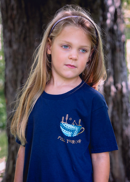 Kids 'Fill your cup'- Navy T-Shirt