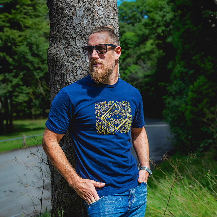Men’s British Biscuit T-Shirt – Soft Flock Print, Handmade