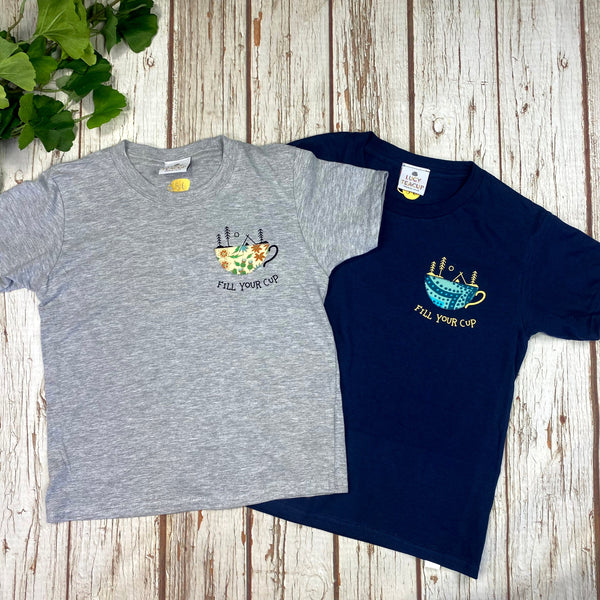 Kids 'Fill your cup'- Navy T-Shirt