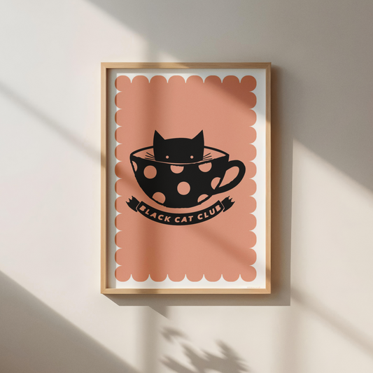 Black Cat Club - A4 & A5 Prints (Pink)