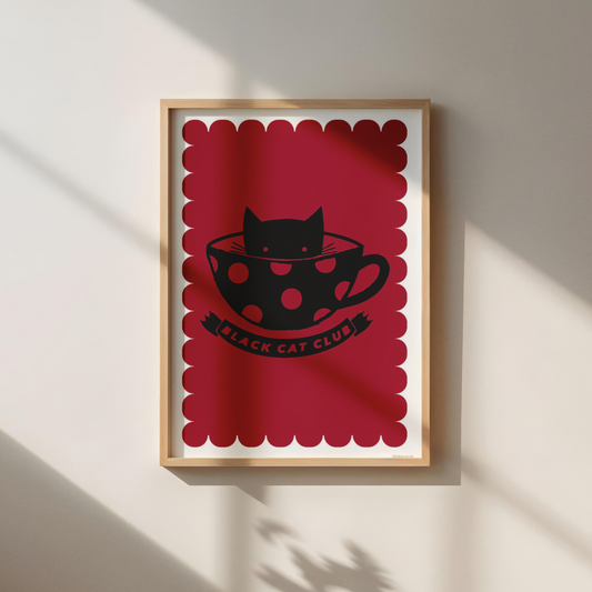 Black Cat Club - A4 & A5 Prints (Red)