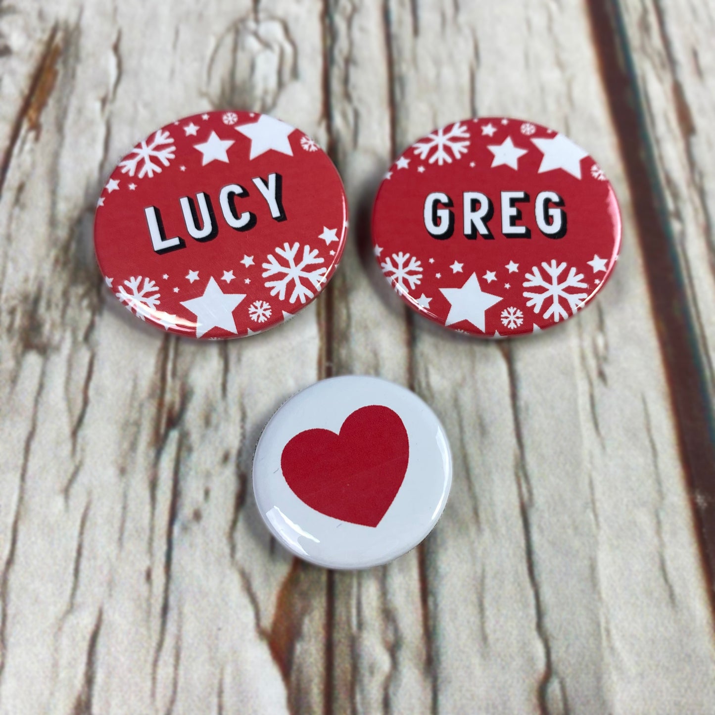 Festive Christmas Personalised Name Badge – 38mm