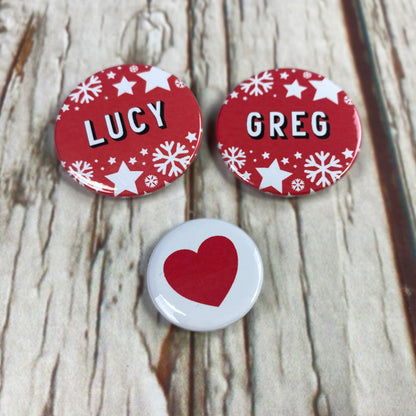Festive Christmas Personalised Name Badge – 38mm