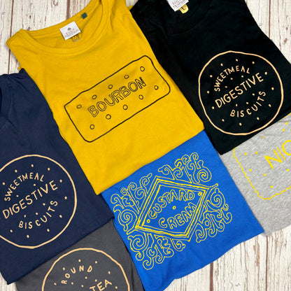 Men’s British Biscuit T-Shirt – Soft Flock Print, Handmade