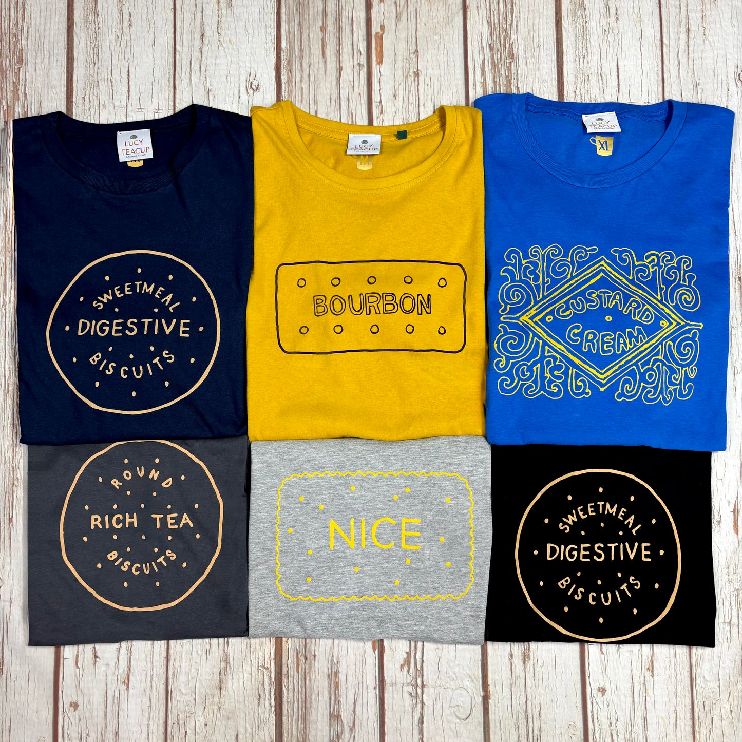 Men’s British Biscuit T-Shirt – Soft Flock Print, Handmade