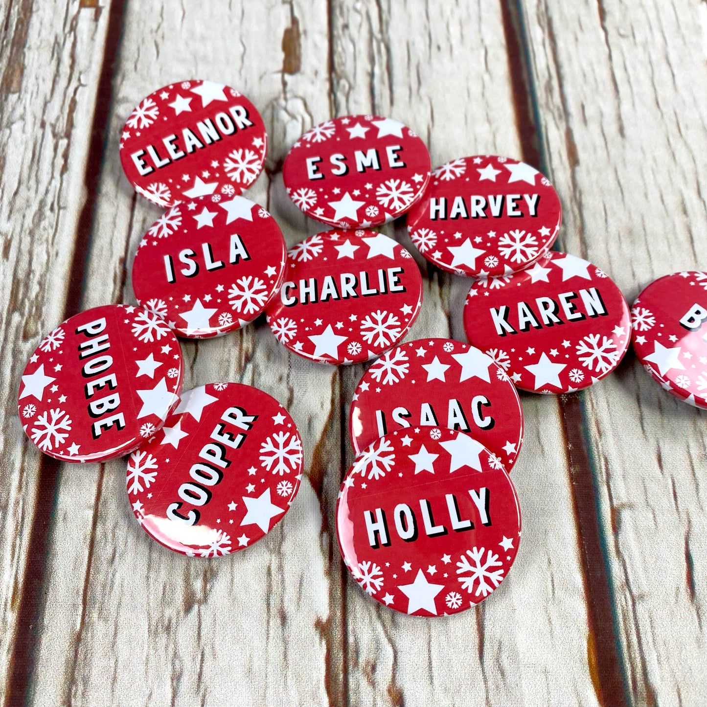Festive Christmas Personalised Name Badge – 38mm