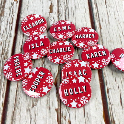 Festive Christmas Personalised Name Badge – 38mm