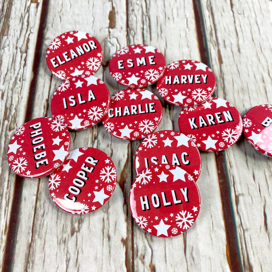 Festive Christmas Personalised Name Badge – 38mm