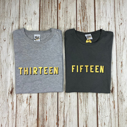 Bingley Bang Written Age Birthday T-Shirt – Gold Foil