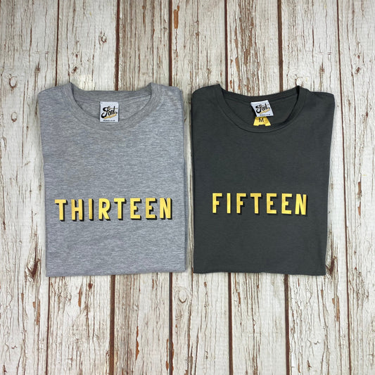 Bingley Bang Written Age Birthday T-Shirt – Gold Foil
