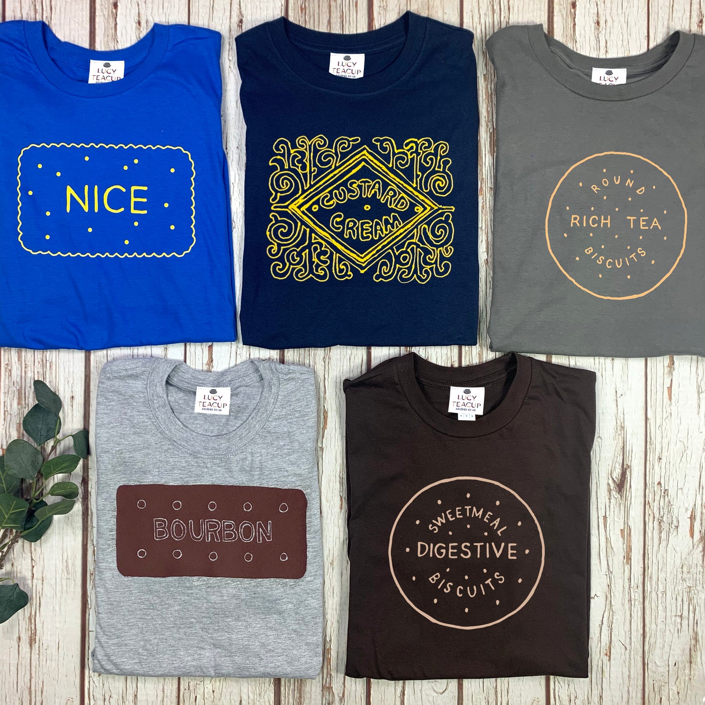 Men’s British Biscuit T-Shirt – Soft Flock Print, Handmade