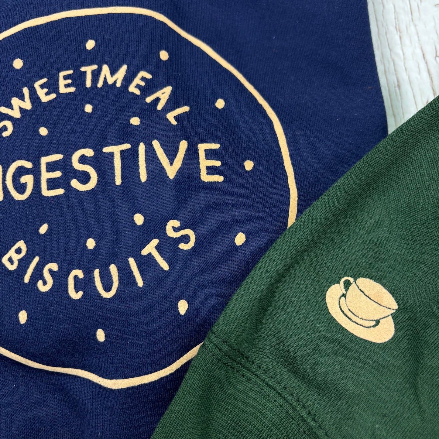 Men’s British Biscuit T-Shirt – Soft Flock Print, Handmade