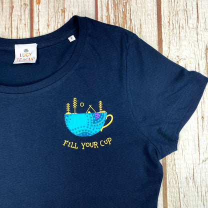 Fill Your Cup - Organic Cotton Women’s Navy T-Shirt