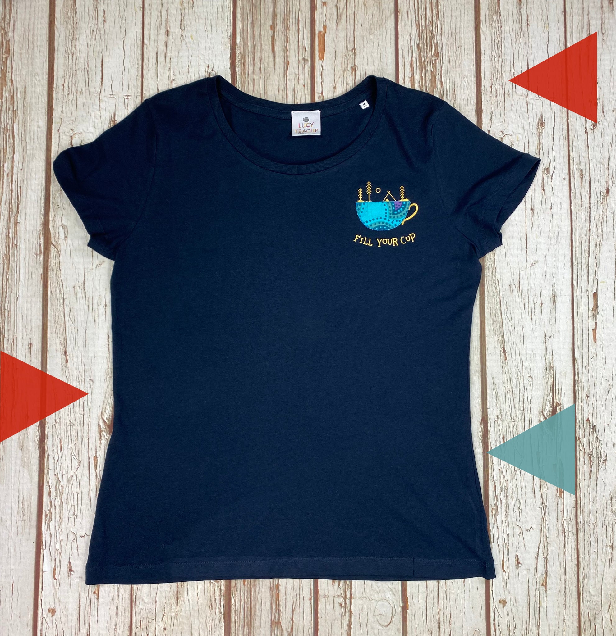 Fill Your Cup Organic Cotton Women’s Navy T-Shirt