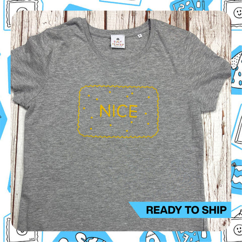 Ready to Ship: Nice Heather grey Women’s T-Shirt-M