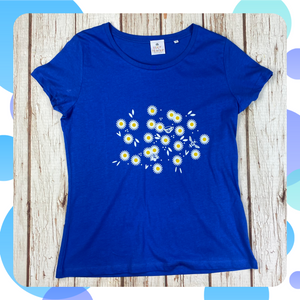 Ready to Ship: Daisy Organic Blue Women’s T-Shirt M