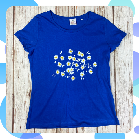 Ready to Ship: Daisy Organic Blue Women’s T-Shirt M