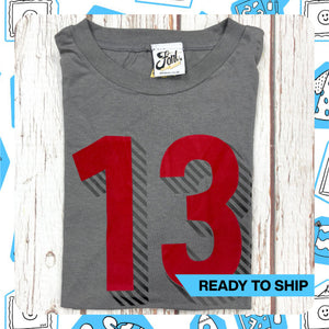 Ready To Ship: Kids Red 13 T-Shirt~ Age 12-14