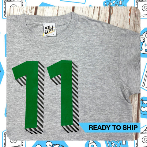 Ready To Ship: Kids Green 11 T-Shirt~ Age 9-11