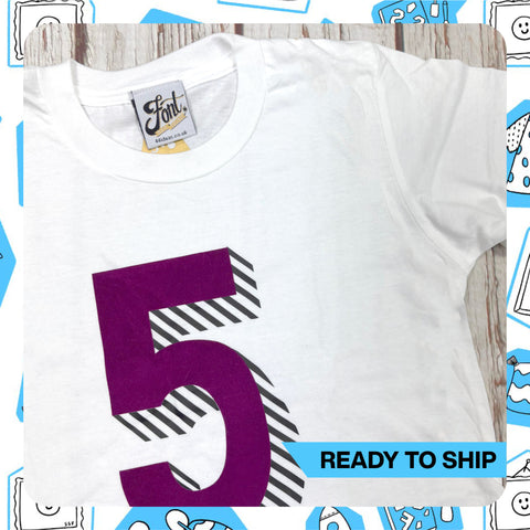 Ready To Ship: Kids purple 5 T-Shirt~ Age 5-6