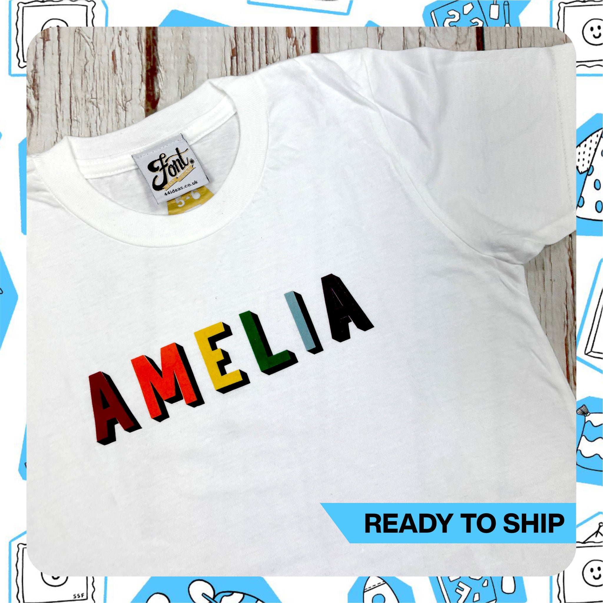 Ready To Ship: Kids Amelia T-Shirt~ Age 5-6