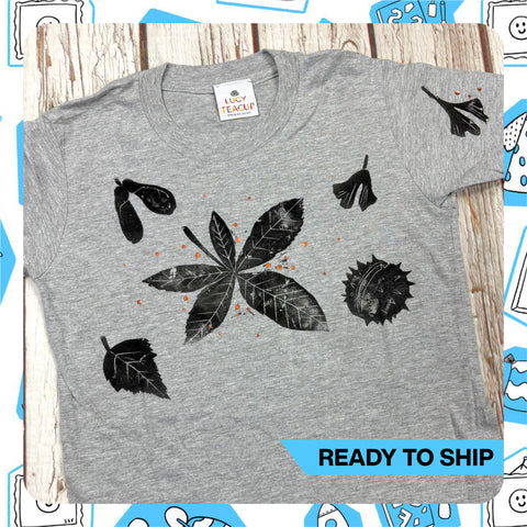 Ready To Ship: Kids leaves T-Shirt~ Size age 5-6