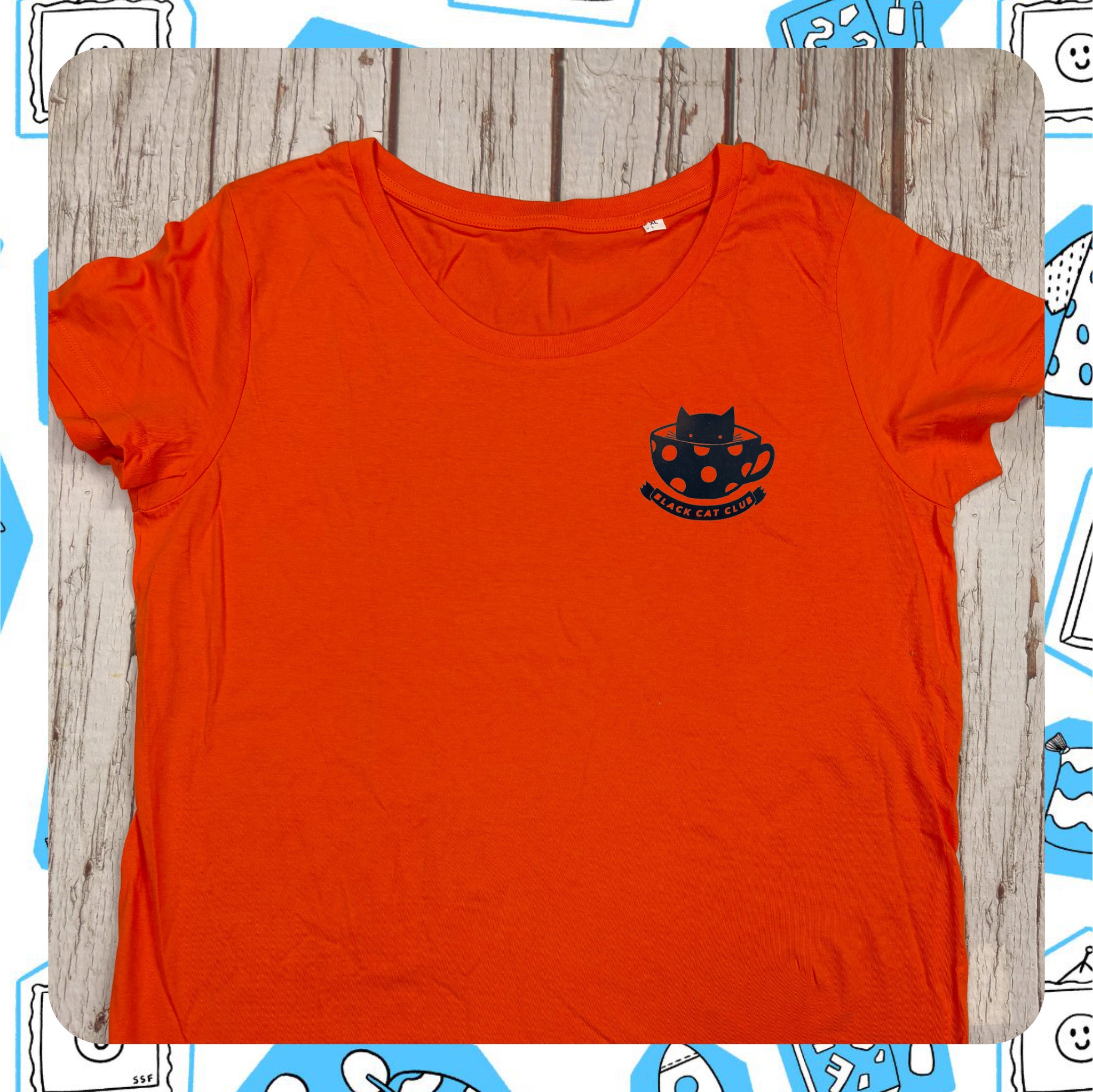 Made to order: Black Cat Orange Women’s T-Shirt- XL