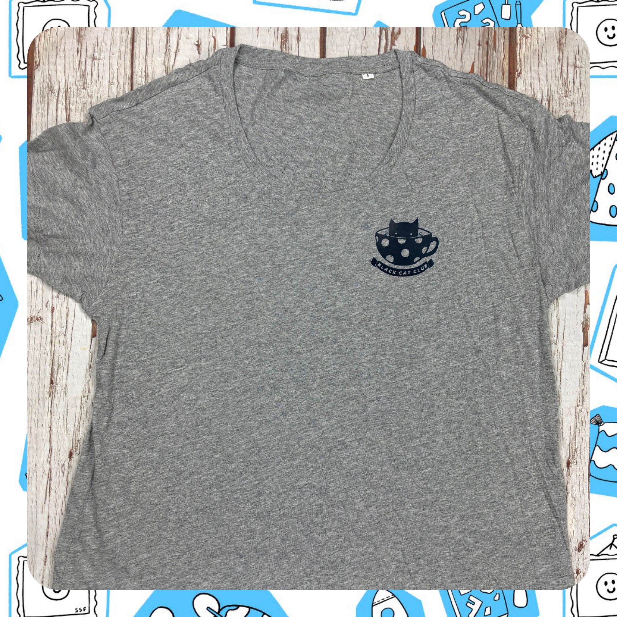 Made to order: Black Cat Heather grey Women’s T-Shirt-L, XL