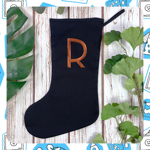 Made To Order: Christmas Personalised Regular Black Stocking - Branson