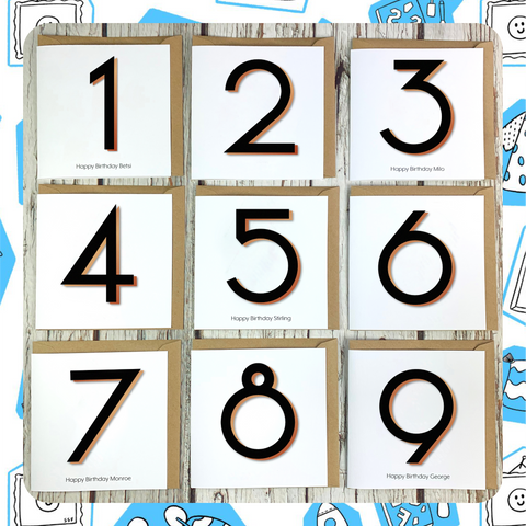 Made to Order: Birthday Card Numbers/Age 1-9 - Branson font
