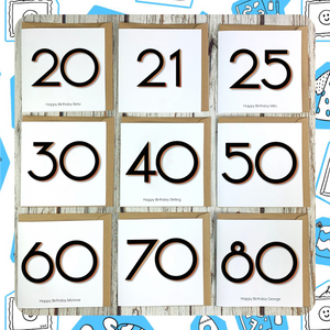 Made to Order: Birthday Card Numbers/Age 20-100 - Branson font