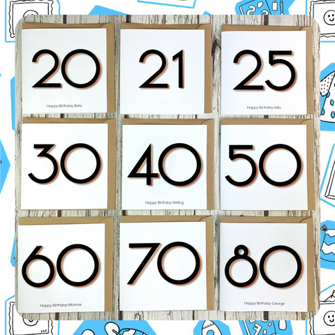 Made to Order: Birthday Card Numbers/Age 20-100 - Branson font