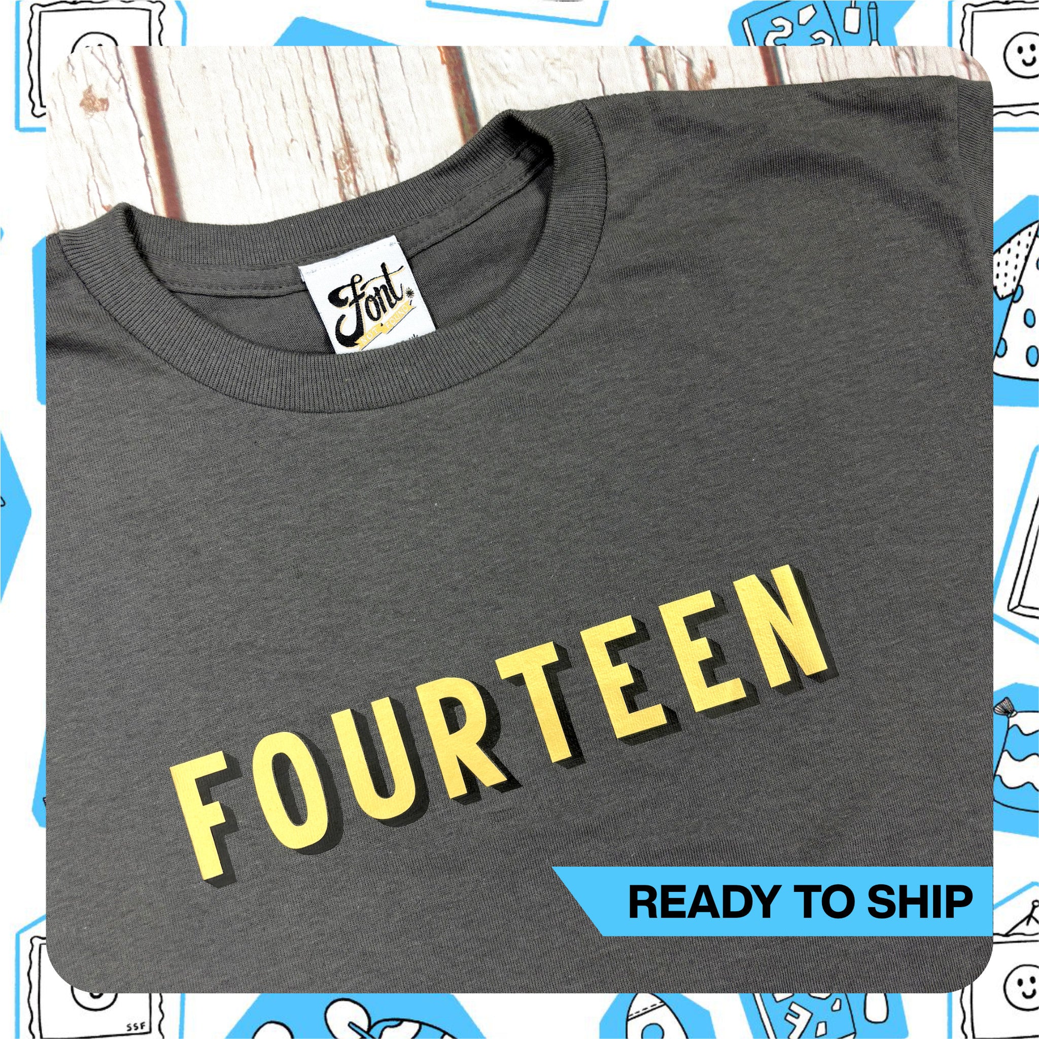 Ready To Ship: Kids Number 14 T-Shirt~ size 12-14