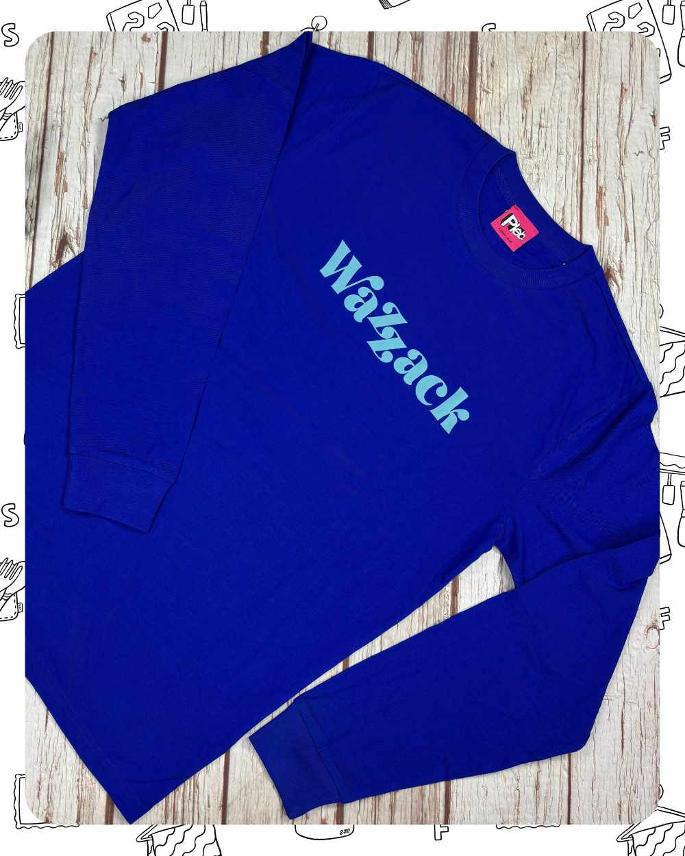 Ready To Ship: Unisex Royal Long-Sleeved T-Shirt- Wazzack- Size S, 2XL, 3XL