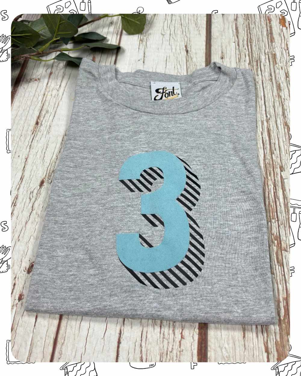 Ready To Ship: Kids Heather T-Shirt- Three Blue- Age 3-4 Years