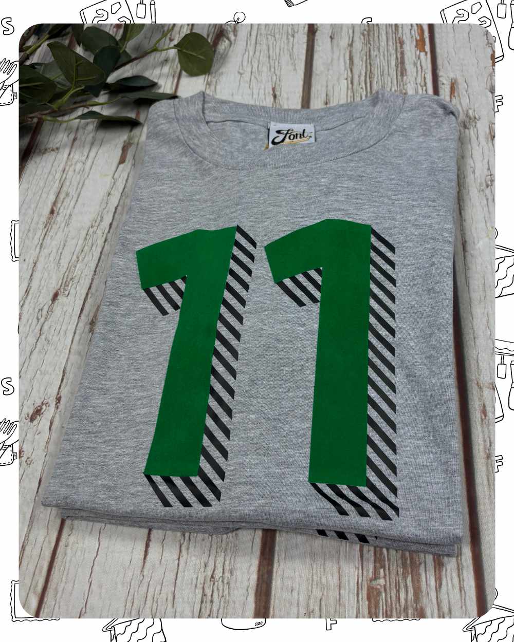 Ready To Ship: Kids Heather T-Shirt- Eleven Green- Age 9-11 Years