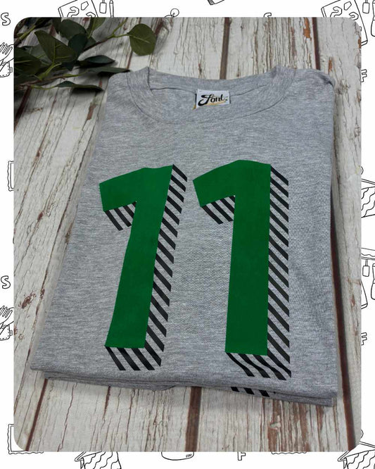 Ready To Ship: Kids Heather T-Shirt- Eleven Green- Age 9-11 Years