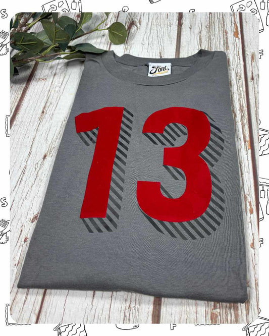 Ready To Ship: Kids Asphalt T-Shirt- Thirteen Red- Age 12-14 Years