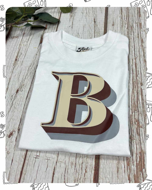Ready To Ship: Kids White T-Shirt- B Stirling Shadow- Age 3-4 Years