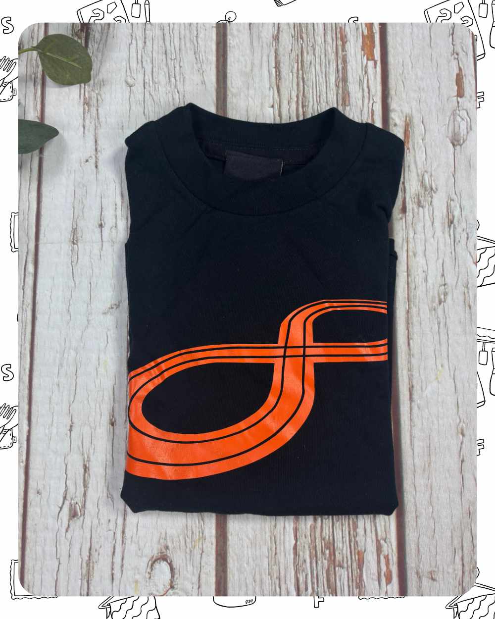 Ready To Ship: Kids Black T-Shirt- 8 Track- Age 1-2 Years