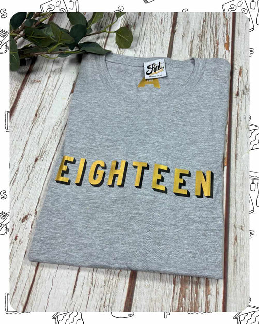 Ready To Ship: Unisex Heather T-Shirt- Eighteen- Size M