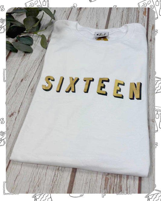 Ready To Ship: Unisex White T-Shirt- Sixteen Branson- Small