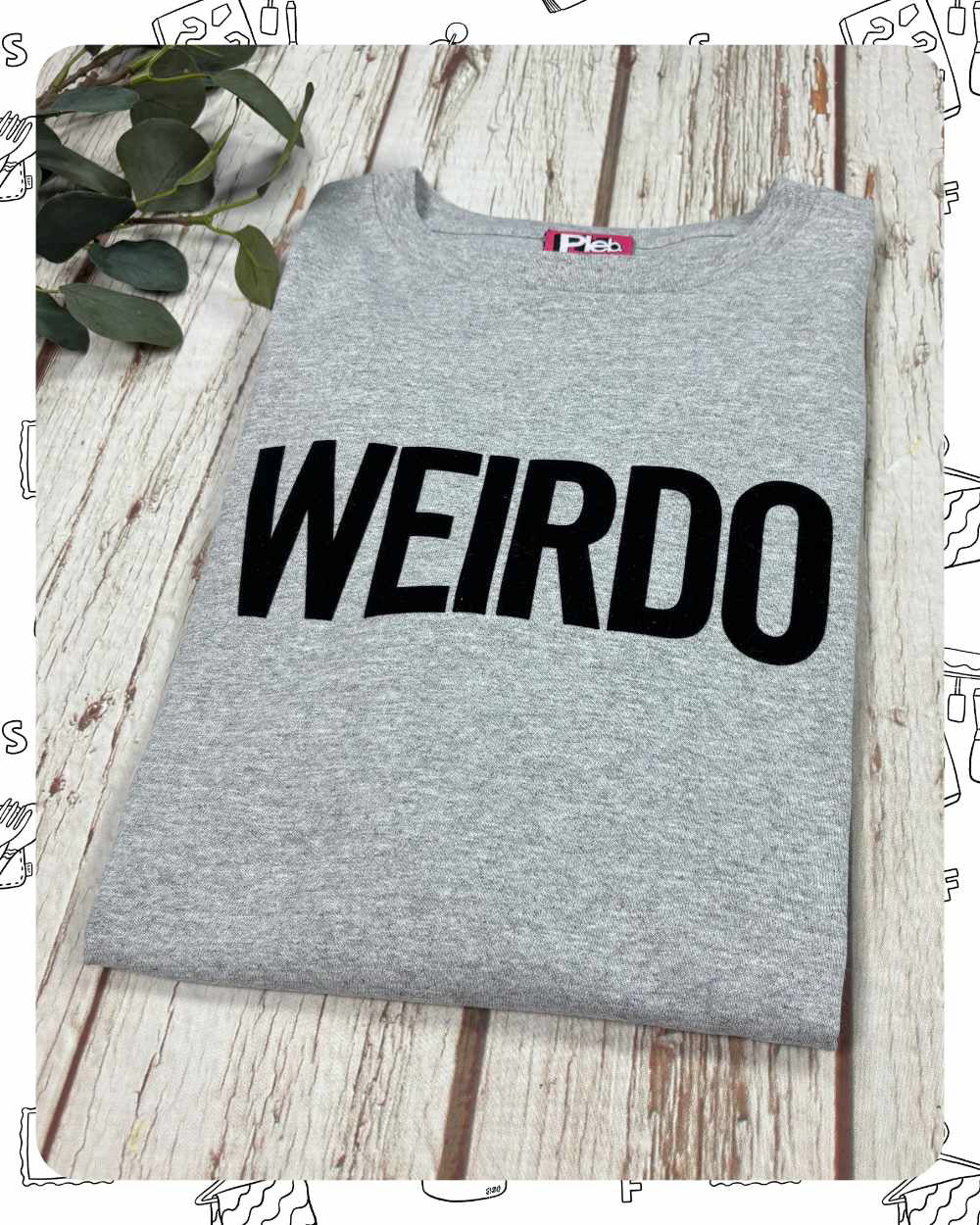 Ready To Ship: Kids Heather T-Shirt- Weirdo (Black)- age 12-14 years